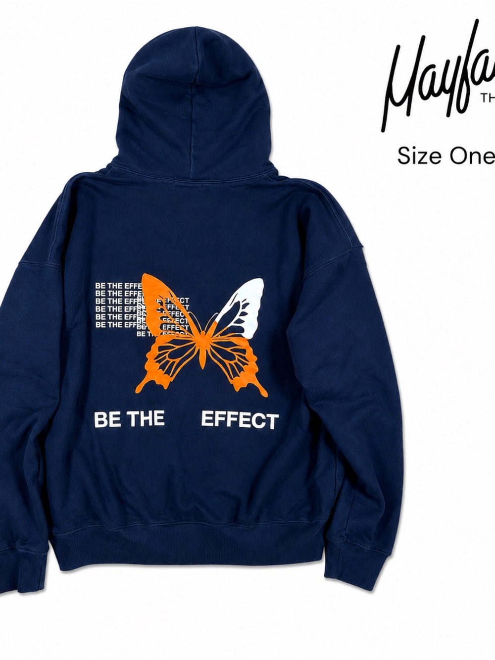Mayfair The Label Be The Effect Butterfly Hoodie OS Navy Oversized